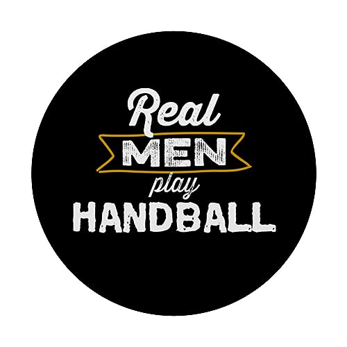Funny Real Men Play Handball Sports Hand Ball PopSockets Swappable PopGrip, Black - Image 3