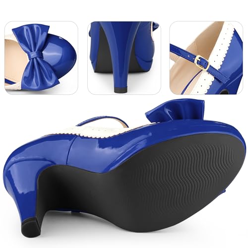 Perphy Bow Platform Stiletto Heel Mary Jane Heels Shoes for Women Retro 1950s Shoes3