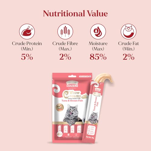 Image of Grain Zero Creamy Lickable Cat Treats (75g x 5 Pouches) Total 375g | Tuna & Ocean Fish | Promotes Hydration | No Artificial Preservatives | Best for Training & Bonding | for Kitten & Adult