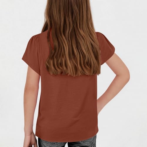 White Shirts for Teen Girls Cropped Girls Solid Color Casual Tops Short Sleeved Workout Clothes for Kids Girls 10to123