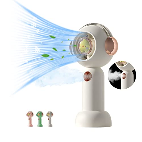 BTYOLFUP Premium Astronaut Duck Portable Handheld Misting Fan, Battery Operated Rechargeable Misting Fan, Cute Personal Mist fan, Lash Fans, Travel Home Office, Gift for Girls & Kids White Fan