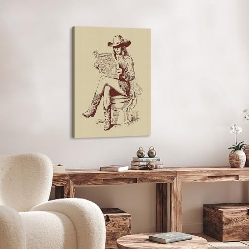 Toile murale vintage cowgirl premium, impression cowboy rétro encadrée - 4