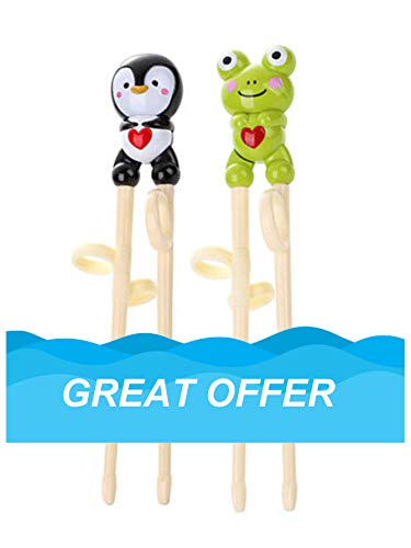 Frog & Penguin Training Chopsticks for Right-handed Children Kids Beginners, 2 pairs