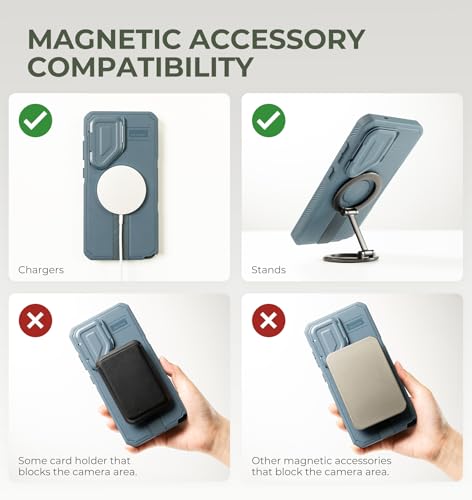Image of Dexnor for Samsung Galaxy S26 Ultra Case with Camera Cover & Adjustable Kickstand & Screen Protector, Compatible with MagSafe, Rugged Shockproof Bumper Cases Magnetic Protective Cover(2026),Navy Blue