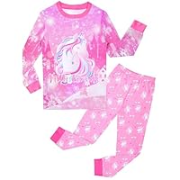 Girls Pajamas Toddler Kids Long Sleeve 2 Piece Pjs Set Unicorn Jammies Sleepwear Size 7-8