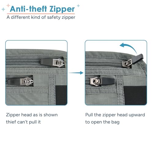 Image of Money Belt Travel Fancy Pack with Slim Anti-Theft RFID Blocking | Waist for Travel Concealed under Clothes for Ultimate Protection of Credit Cards, Cash, Passport & Documents, Grey