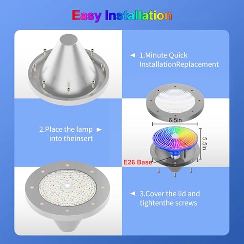 Jadisi Pool Lights for Inground, LED Light Bulb for Above Ground Swimming Pool, LED Lights for Inground Pool, 120V Spa Light Bulb E26 Base, Multi-Color & Adjustable Brightness-Blue 90W by Jadisi - Used condition - Image 5