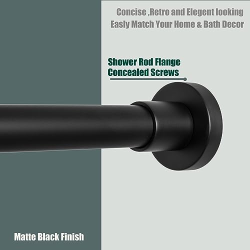 Image of Artiwell Heavy Duty Shower Rod, Adjustable Shower Curtain Rod, Expandable 47-84 Inch, Permanent Mount Shower Rod, Never Rust Stainless Steel For Window Curtain and Closet, Matte Black