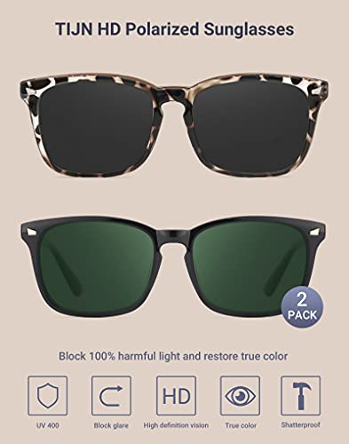 TIJN Polarized Sunglasses for Womens and Mens,Classic Square Frames Shades for UV Protection, Stylish and Trendy Sunnies3