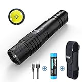 Linternas LED Alta Potencia, WUBEN TO40R Recargable USB 1200LM CREE XPL V6 Linterna Tactica Militar Resistente al Agua, Interruptor Doble Pequeñas Linterna de Mano, 7 modos, con Batería 18650