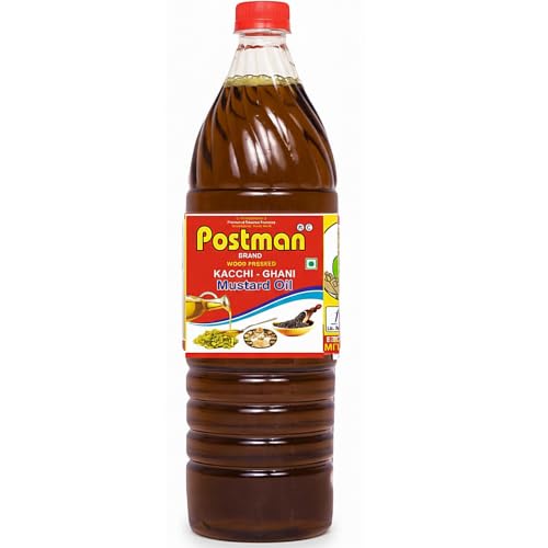 Image of Postman Wood Pressed Mustard Oil 1L Bottle | 910G Kacchi Ghani Sarso Tel