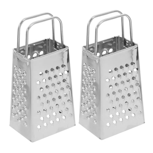 Juego de 2 ralladores de acero inoxidable portátil de 4 caras miniatura 1