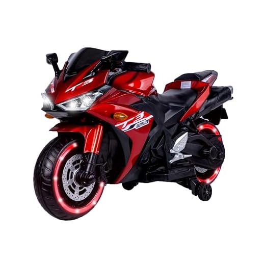 Alison Children Battery Motorcycle, Rechargeable 2 Wheels Motor , 12V Battery,Speed by Hand, Ride on Kids Electric Motorcycle with Light Wheels (Red)