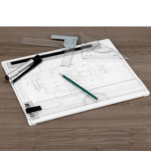 QWORK® Multifunktions Zeichenplatte Set, DIN A4 Zeichenbrett mit verstellbarem Mess und Präzisionswerkzeugen
