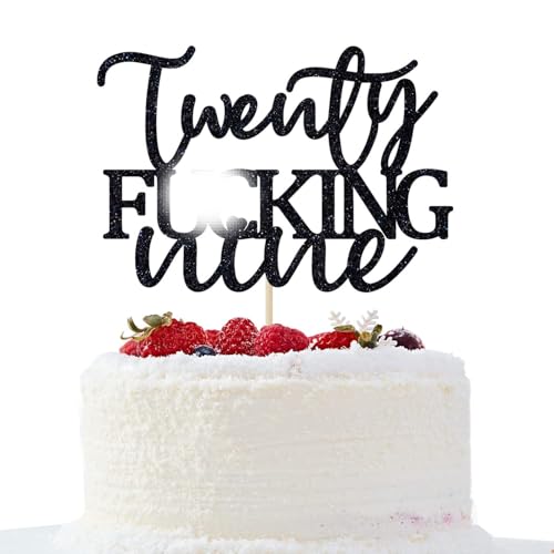 Unoggsor Twenty Fucking Nine Cake Topper - Happy 29th Birthday Cake Decor - Cheers to 29 Years Birthday Party Decorations Supplies Black Glitter