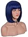 Annivia Sky Blue Short Bob Wigs for Women 12inch Synthetic Straight Wigs with Bangs Cosplay Blue Wig Natural As Real Hair (Sky Blue)