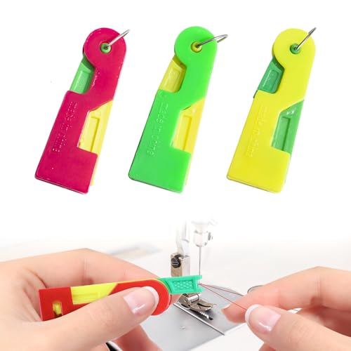 Enebradores de Agujas de Coser, Enhebradores de Agujas de Plástico, Costura Accesorios Profesional, Enhebrador Enhebrador de Máquina de Coser, Enhebrador de Agujas para Coser y Manualidades (3PCS)