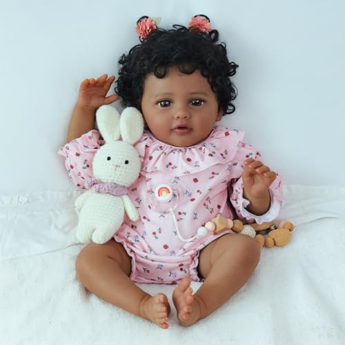 Muñeca Bebé Reborn Afroamericana Realista de 18 pulgadas miniatura 2