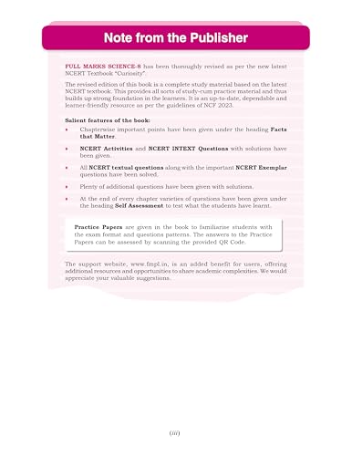 Image of Full Marks Science Curiosity Class 8 Complete Study Material - for CBSE 2026 Exams | New Edition as per NCERT Textbooks | Quick Revision Summaries, Solved Q&A, PYQs, CBQs, Sample Papers