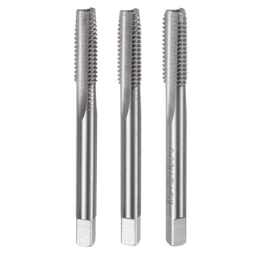 uxcell 3pcs Metric Hand Tap Set, M8 x 1.25 Taper/Plug/Bottom Thread Screw Taps, High Speed Steel Hand Threading Tapping Tool Kit