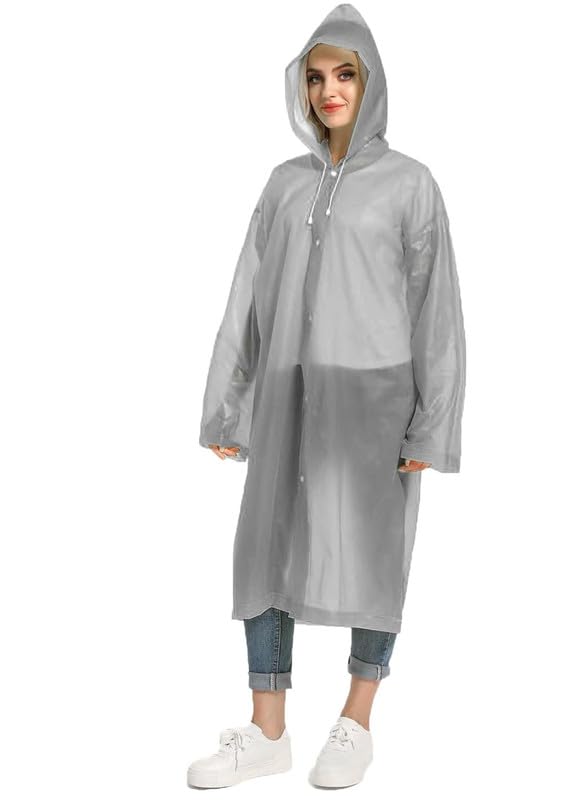 Image of OKARA EVA Waterproof Rain Coat Hooded Outdoor Water Resistant Suit Portable Men and Women