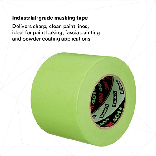 Image of 3M High Performance Green Masking Tape 401+, Superior Adhesion, Clean Removal, Highly Conformable, Paint-Bleed Resistant, 5 in x 60 yd, 1 Roll