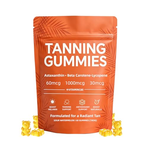 POSOJPIP Skin Tanning Gummies Sunless Tanning Gummies for Natural Bronze Glow for Women that Work Fast Without Sun- 60 Count