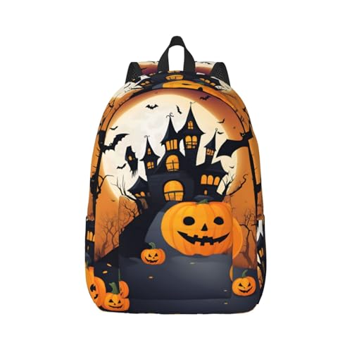 Vbcxza Happy-Halloween-Vector Print Mochila de lona, tamaño mediano y pequeño, perfecta para senderismo, viajes y uso diario, Black, M, Mochilas rucksack