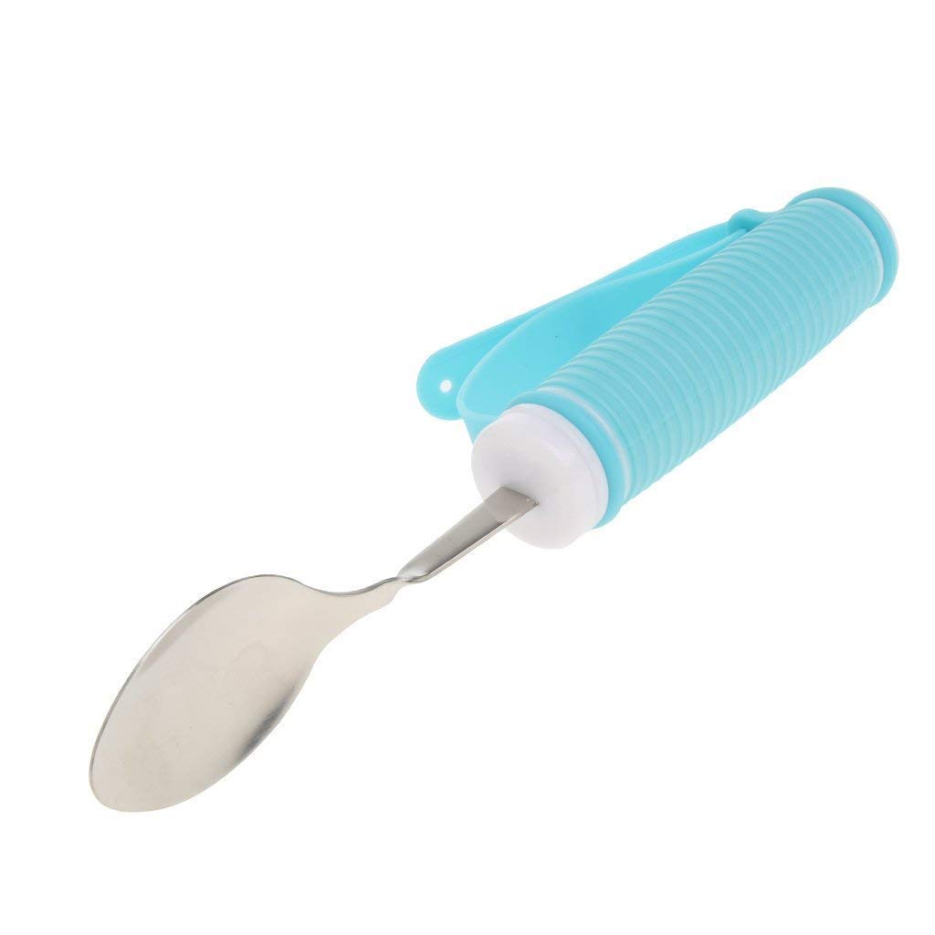 Kit forchetta e Cucchiaio adattivi in 2 Pezzi - Utensili Pieghevoli per Parkinson, Anziani, artrite, Ictus e Presa Debole - Set di Posate Easy Grip