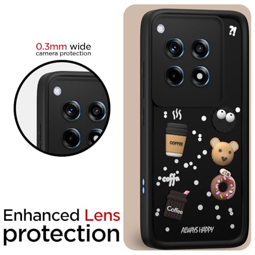 Image of Outlouders Back Cover for OnePlus 12R 5G | 3D Cartoon Cute Fun Bear | Silicone Full Body Protection Bumper Case (Black)
