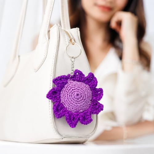 Image of Handmade Crochet Keychain Flower Design