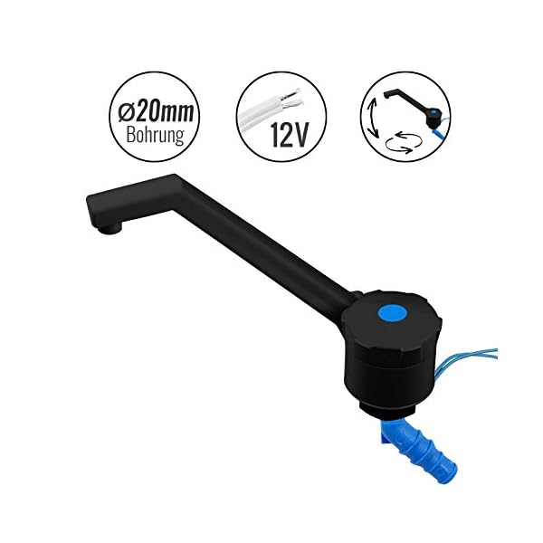 Unbekannt 12v Wasserhahn für Wohnmobil, Wohnwagen - ABS Kunststoff, Bauhöhe: 135 mm, 90 g, schwarz – Bild 8