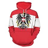 KAOEOSI Austrian Coat of Arms Eagle Flag Hoodie for Men Women Long Sleeve Pullover Sweatshirt with Pocket 2XL