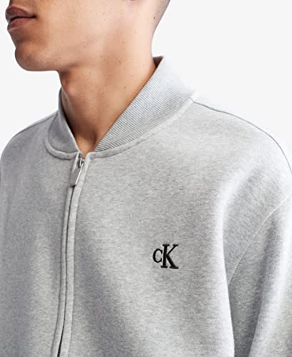Calvin Klein Men's Relaxed Fit Archive Logo Fleece Bomber Jacket3
