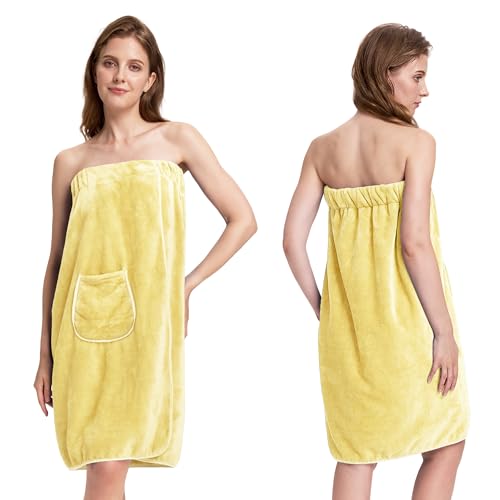 Image of PJGGZ Towel Wrap for Women, Three Adjust Clasps Closure Bath Wraps After Shower Spa Sauna Bathrobe(Available in Plus Size)