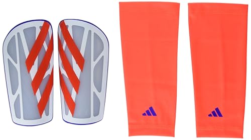 adidas Unisex-Adult Tiro League Shinguard, White/Lucid Blue/Solar Red, Large