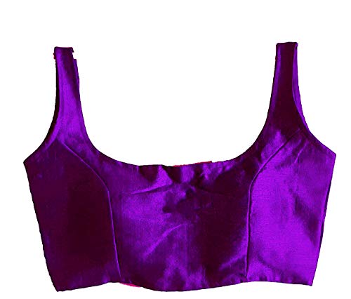 Image of Vihu Fashion Plain Sleeveless Pattern Readymade Blouse U Neck Choli