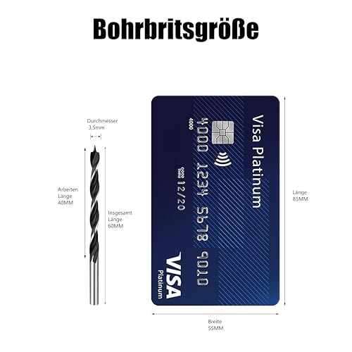 DelitonGude 3,5mm Holz-Spitzbohrer,10 Stück für Hartholz, Sperrholz, Kunststoff runde Löcher in allen Arten von Holz, perfekt für DIY-Holzbearbeitung,und Bohren(3,5mm Holzbohrer)