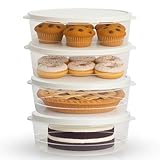 Evelots 4-Pack 10-Inch Airtight Food Storage Container with Lid - Portable Carrier for Pies, Cakes, Cupcakes & More - BPA-Free Clear Plastic - Secure & Easy Transport