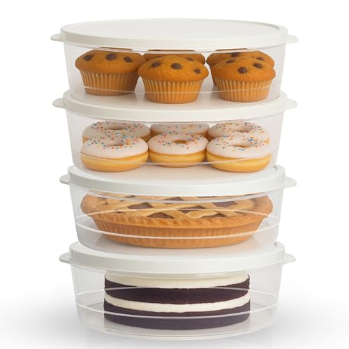 Evelots 4-Pack 10-Inch Airtight Food Storage Container with Lid - Portable Carrier for Pies, Cakes, Cupcakes & More - BPA-Free Clear Plastic - Secure & Easy Transport Evelots 4-Pack 10-Inch Airtight Food Storage Container with Lid - Portable Carrier for Pies, Cakes, Cupcakes & More - BPA-Free Clear Plastic - Secure & Easy Transport