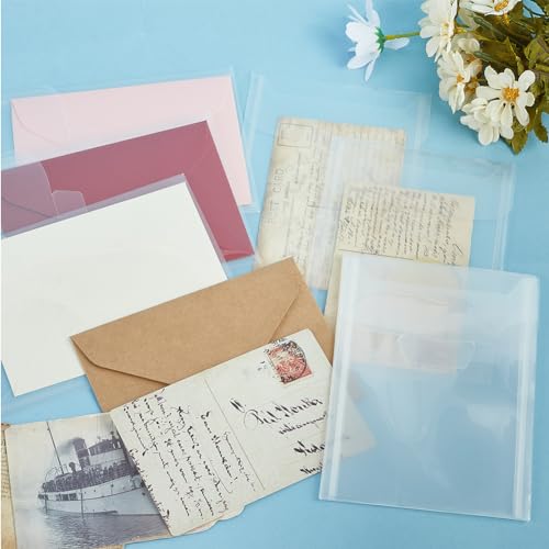 GORGECRAFT 50Pcs Die Storage Pockets Stamp Pocket Bags 18x13cm Resealable Clear Plastic Die Cuts Envelope Pockets Craft Organizer Holder Bag for File Album Embossing Stamp Scrapbooking Storage - Image 4