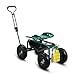 Rolling Garden Seat Cart - Comfortable Gardening Stool with Extendable Handle, 360° Swivel Seat, Inflatable Tires for All Terrains, Tool Storage, Sturdy Steel Construction, Easy Gardening & Weeding