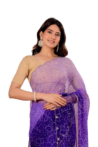 Image of Women's Net Saree with Embroidery with Unstitched Beige Blouse | Sheer Fabric Designer Saree for Women | Festive Ethnic Saree |