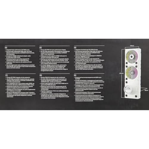 Corsair Hydro X Series XD7 RGB Combinaison Pompe/Réservoir (Système de Plaque de Distribution de 360 mm, Pompe D5 PWM, Réservoir de 140 ml, 36 LED RGB paramétrables Individuellement) Blanc