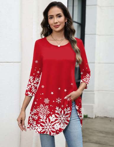 Image of Zeagoo Women Tops 3 /4 Sleeve Dressy Casual Plus Size Tunics Loose Blouses