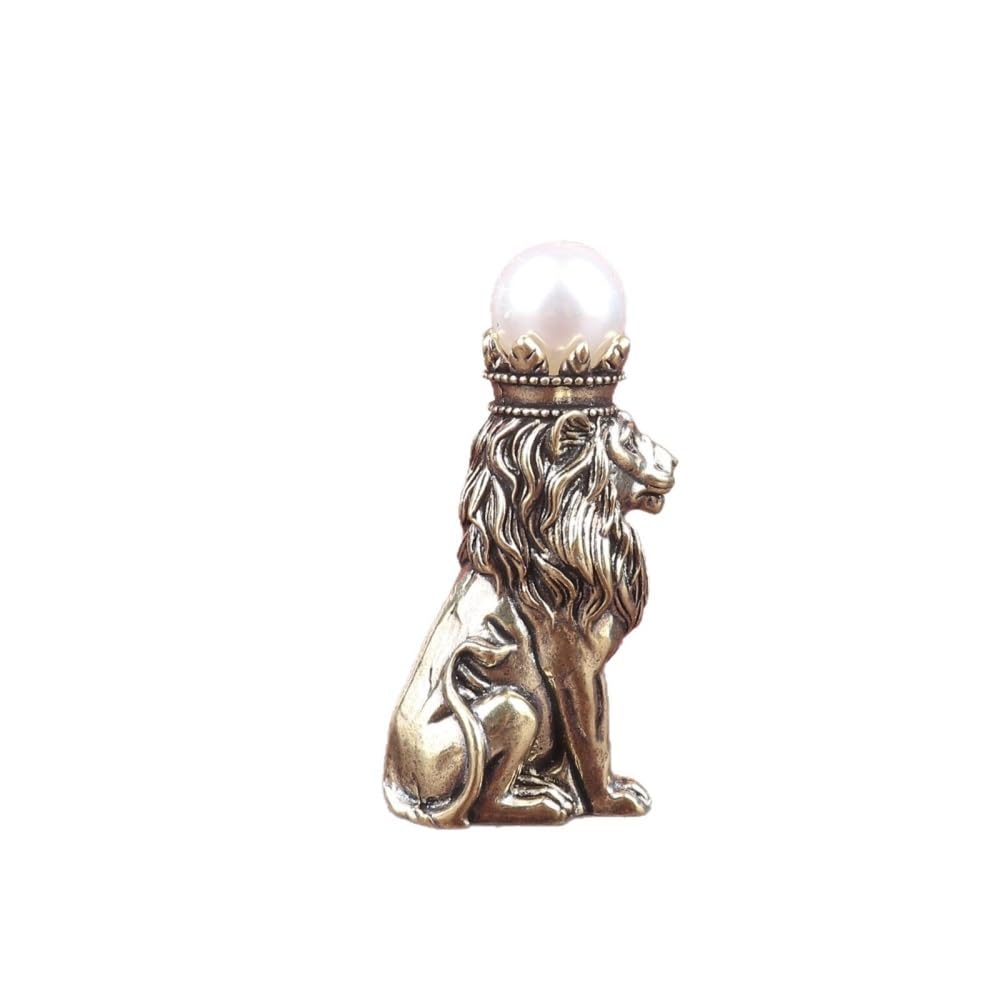 Huffa Brass Scandinavian Lion Animal Figurine Home Desktop Decoration Ornament