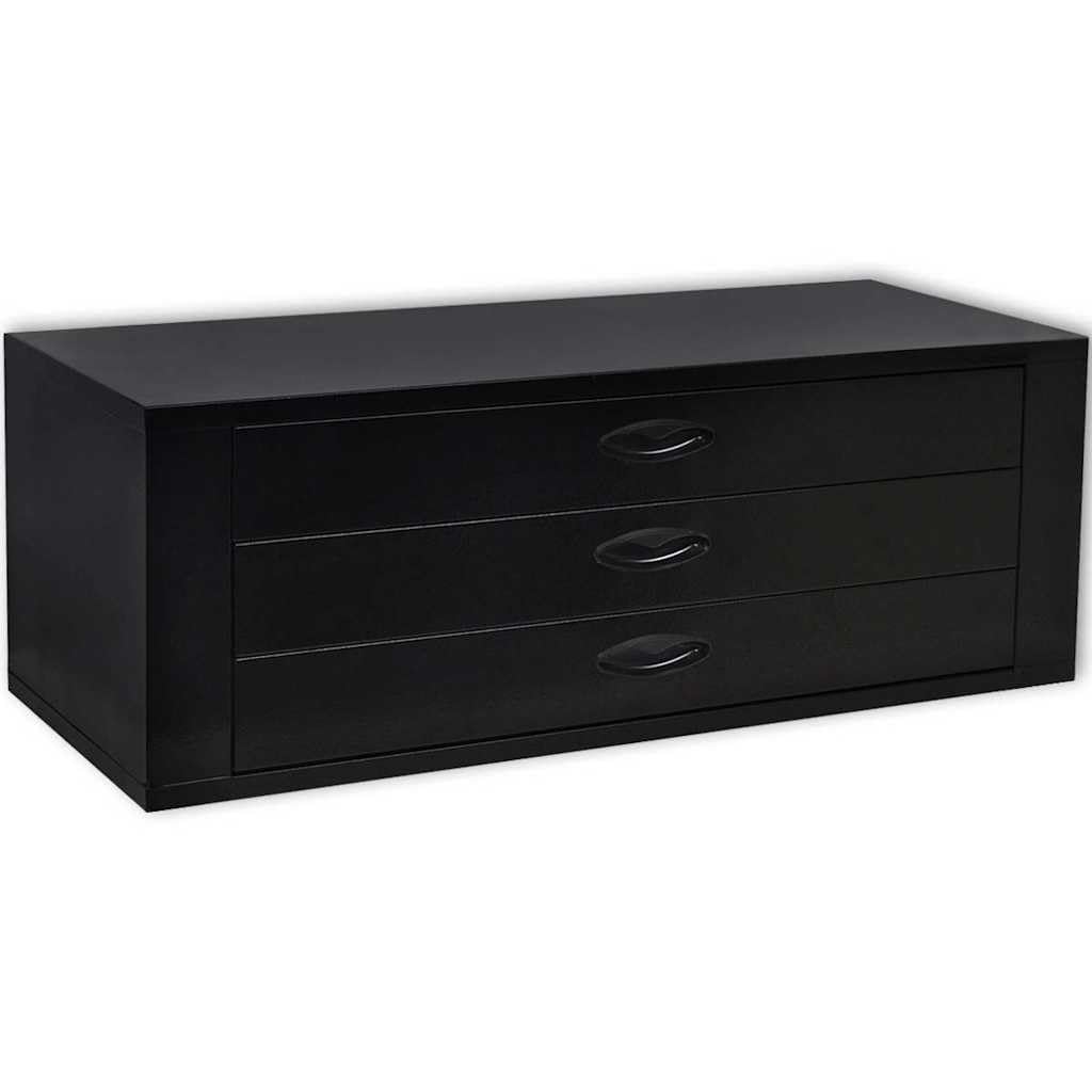 Mangloder - Caja de herramientas de metal con 3 cajones, color negro, resistente organizador de almacenamiento para taller, garaje, sótano y obra, con guías de rodamiento de bolas, 89,5 x 36 x 32 cm