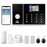 Clouree 2G/GSM Kits de Alarma de Seguridad para el hogar Inteligente, Sistema de Alarma inalámbrico WiFi para el hogar con Sirena, Sensor de Movimiento PIR, Controles remotos, Sensor de Puerta/Ventana