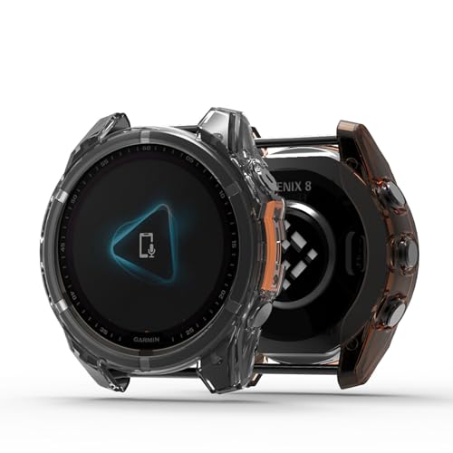 SEIAIYG Etui kompatybilne z Garmin Fenix 8 47 mm, [2 sztuki] miękkie etui z TPU, odporne na zarysowania do osłony ramy, przezroczyste + przezroczyste