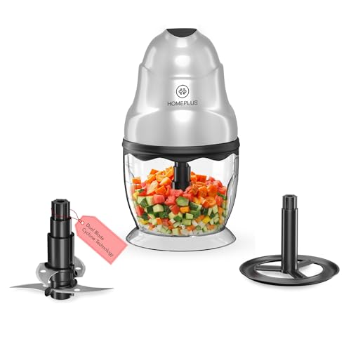 Image of Homeplus Electric Chopper Nova 250W (CH-1311) | Vegetable, Fruit & Meat Chopper with Whisking Function | Dual Blade System, 700ml Bowl, Fast Chopping, Easy Clean, Compact (Silver)
